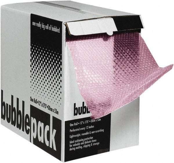 Made in USA - 600" Long x 12" Wide, Antistatic Bubble Roll - Pink, Standard Grade - Best Tool & Supply