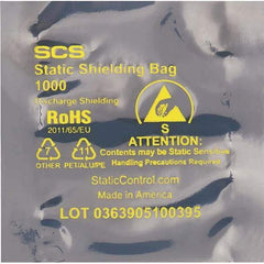 Made in USA - 4" Long x 4" Wide, 3.1 mil Thick, Open Top Static Shield Bag - Transparent, Metal-In, Standard Grade - Best Tool & Supply