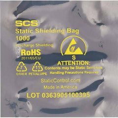 Made in USA - 3" Long x 2" Wide, 3.1 mil Thick, Open Top Static Shield Bag - Transparent, Metal-In, Standard Grade - Best Tool & Supply