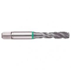 6-32 2B 3-Flute Cobalt Green Ring Semi-Bottoming 40 degree Spiral Flute Tap-TiCN - Best Tool & Supply