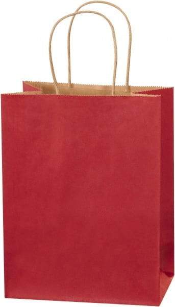 Made in USA - Kraft Grocery Bag - 8 x 4-1/2 x 10-1/4, Scarlet - Best Tool & Supply