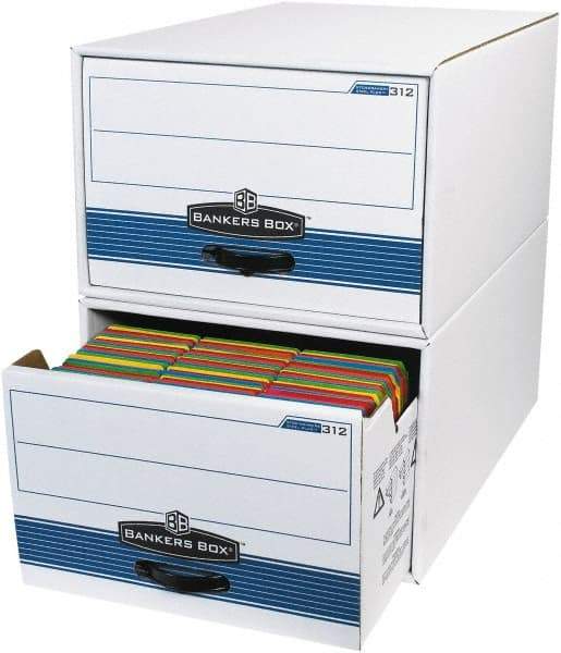 Made in USA - 1 Compartment, 15" Wide x 24" Deep, File Storage Boxes - Corrugated Cardboard, White - Best Tool & Supply