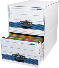 Made in USA - 1 Compartment, 15" Wide x 24" Deep, File Storage Boxes - Corrugated Cardboard, White - Best Tool & Supply