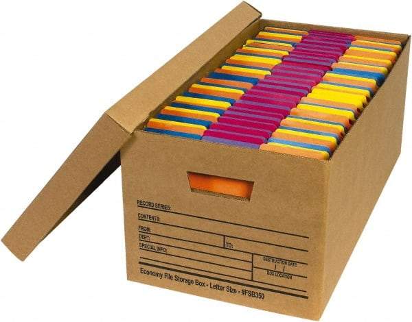 Made in USA - 1 Compartment, 12" Wide x 24" Deep, File Storage Boxes - Corrugated Cardboard, Kraft (Color) - Best Tool & Supply