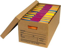 Made in USA - 1 Compartment, 12" Wide x 24" Deep, File Storage Boxes - Corrugated Cardboard, Kraft (Color) - Best Tool & Supply