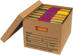 Made in USA - 1 Compartment, 12" Wide x 15" Deep, File Storage Boxes - Corrugated Cardboard, Kraft (Color) - Best Tool & Supply