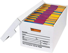 Made in USA - 1 Compartment, 12" Wide x 24" Deep, File Storage Boxes - Corrugated Cardboard, White - Best Tool & Supply