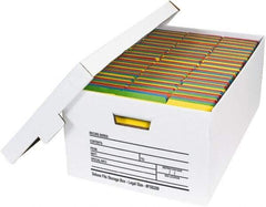 Made in USA - 1 Compartment, 15" Wide x 24" Deep, File Storage Boxes - Corrugated Cardboard, White - Best Tool & Supply