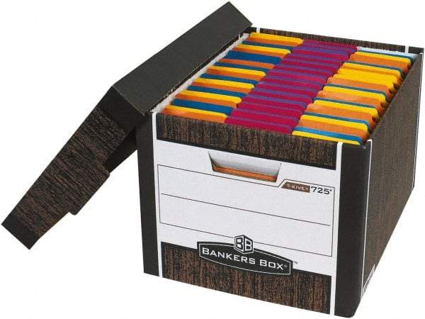 Made in USA - 1 Compartment, 12" Wide x 15" Deep, File Storage Boxes - Corrugated Cardboard, Wood Grain (Color) - Best Tool & Supply