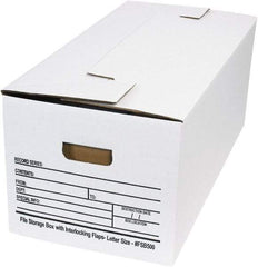 Made in USA - 1 Compartment, 12" Wide x 24" Deep, File Storage Boxes - Corrugated Cardboard, White - Best Tool & Supply