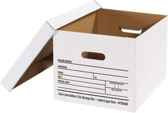 Made in USA - 1 Compartment, 12" Wide x 15" Deep, File Storage Boxes - Corrugated Cardboard, White - Best Tool & Supply