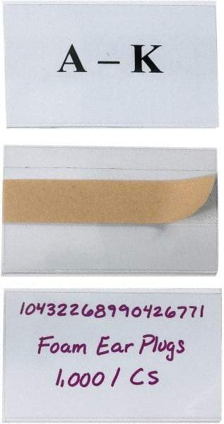 Made in USA - 3" Long x 5" Wide, Self Adhesive Back, Label Holder - Clear - Best Tool & Supply