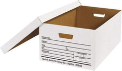 Made in USA - 1 Compartment, 15" Wide x 24" Deep, File Storage Boxes - Corrugated Cardboard, White - Best Tool & Supply