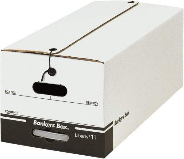 Made in USA - 1 Compartment, 12" Wide x 24" Deep, File Storage Boxes - Corrugated Cardboard, White - Best Tool & Supply