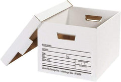 Made in USA - 1 Compartment, 12" Wide x 15" Deep, File Storage Boxes - Corrugated Cardboard, White - Best Tool & Supply