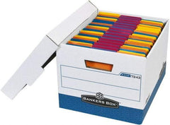 Made in USA - 1 Compartment, 12" Wide x 15" Deep, File Storage Boxes - Corrugated Cardboard, Blue - Best Tool & Supply