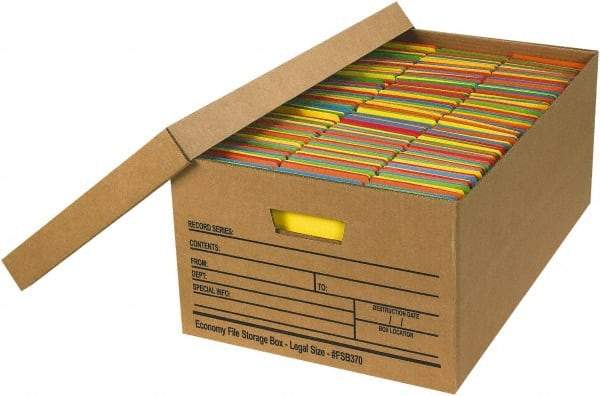 Made in USA - 1 Compartment, 15" Wide x 24" Deep, File Storage Boxes - Corrugated Cardboard, Kraft (Color) - Best Tool & Supply