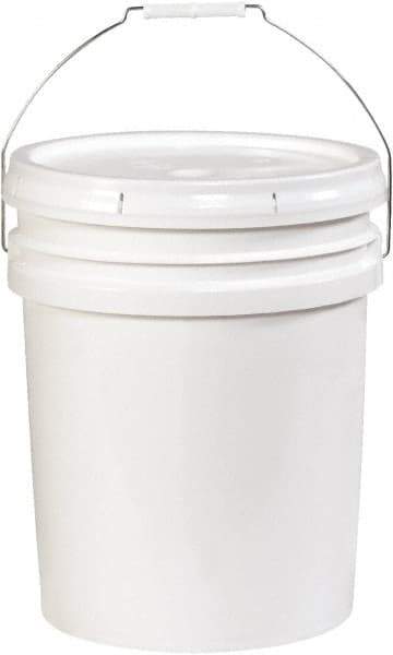 Made in USA - 5 Gal White Cylinder Metal Pail - 13-3/8" High - Best Tool & Supply