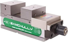 Samchully - 125mm Jaw Width, 125mm Jaw Opening Capacity, Horizontal Stationary Machine Vise - Manual Operation, 1 Station, 400.5mm Long x 48.3mm Deep, 50mm Jaw Height, Alloy Steel - Best Tool & Supply