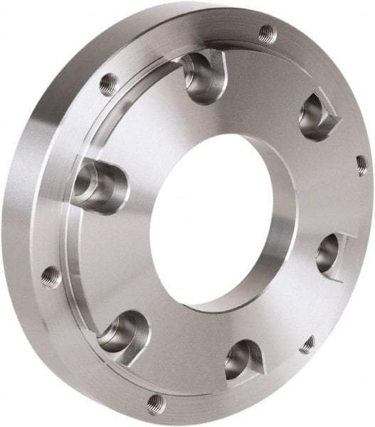 Samchully - Adapter Back Plate for 254 & 304mm Diam HC, HCH & HS Lathe Chucks - A2-8 Mount, 136mm Through Hole Diam, 220mm OD, 18mm Flange Height, Steel - Best Tool & Supply