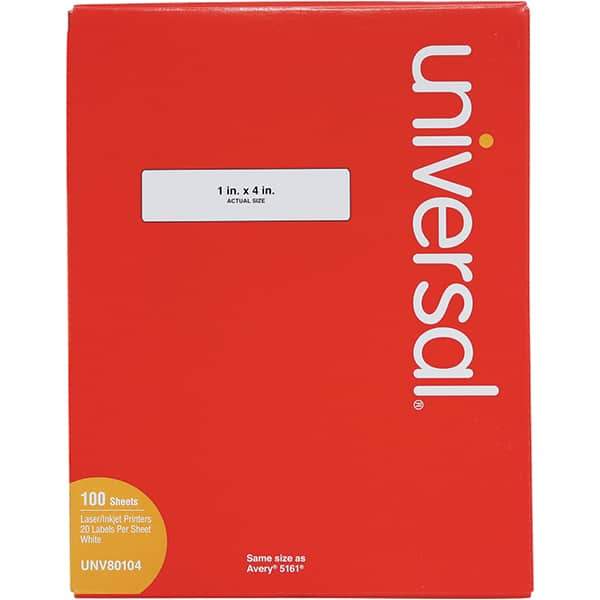 UNIVERSAL - 4" Long, White Paper Laser Label - For Inkjet Printers, Laser Printers - Best Tool & Supply