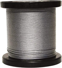 Loos & Co. - 250' Long, 3/16" x 3/16" Diam, Galvanized Wire Rope - 4,200 Lb Breaking Strength, 7 x 19 - Best Tool & Supply