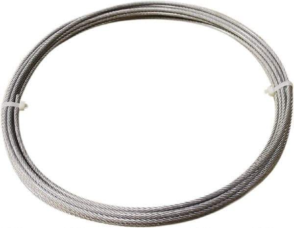 Loos & Co. - 1/8" x 3/32" Diam, Stainless Steel Wire Rope - 920 Lb Breaking Strength, 7 x 7, Vinyl Coating - Best Tool & Supply