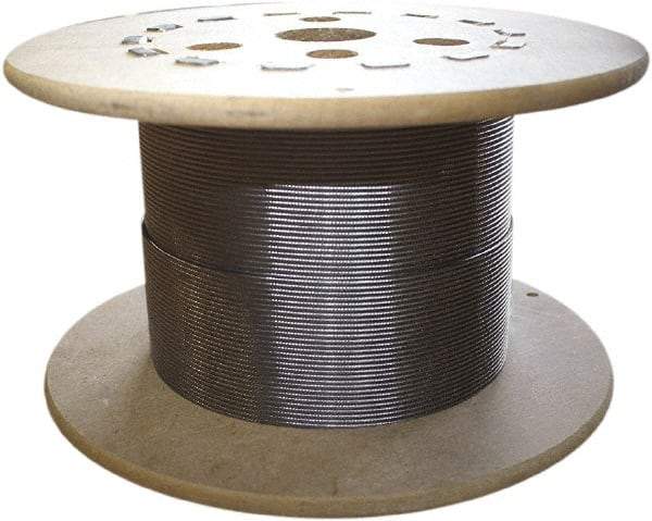 Loos & Co. - 3/16" x 1/8" Diam, Steel Wire Rope - 1,760 Lb Breaking Strength, 7 x 19, Vinyl Coating - Best Tool & Supply