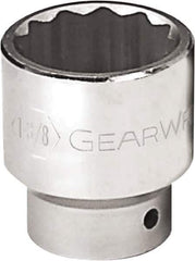 GearWrench - 1-1/2", 3/4" Drive, Standard Hand Socket - 12 Points, 2-1/2" OAL, Alloy Steel, Chrome Finish - Best Tool & Supply