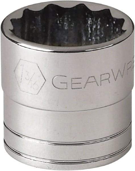 GearWrench - 1-3/16", 1/2" Drive, Standard Hand Socket - 12 Points, 1-21/32" OAL, Alloy Steel, Chrome Finish - Best Tool & Supply