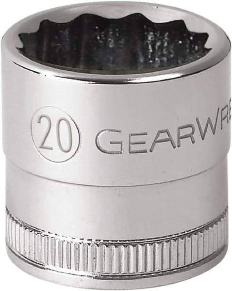 GearWrench - 1/2" Drive, Standard Hand Socket - 12 Points, 1-21/32" OAL, Alloy Steel, Chrome Finish - Best Tool & Supply