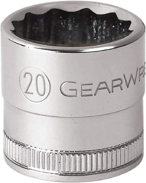 GearWrench - 1/2" Drive, Standard Hand Socket - 12 Points, 1-21/32" OAL, Alloy Steel, Chrome Finish - Best Tool & Supply