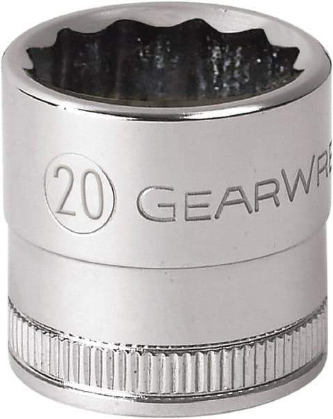 GearWrench - 1/2" Drive, Standard Hand Socket - 12 Points, 1-1/2" OAL, Alloy Steel, Chrome Finish - Best Tool & Supply