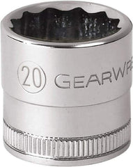 GearWrench - 1/2" Drive, Standard Hand Socket - 12 Points, 1-1/2" OAL, Alloy Steel, Chrome Finish - Best Tool & Supply