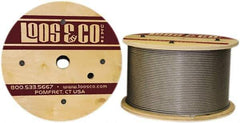 Loos & Co. - 1/8" x 3/32" Diam, Stainless Steel Wire Rope - 920 Lb Breaking Strength, 7 x 7, Vinyl Coating - Best Tool & Supply