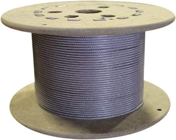 Loos & Co. - 3/16" x 1/8" Diam, Galvanized Steel Wire Rope - 2,000 Lb Breaking Strength, 7 x 19, Nylon Coating - Best Tool & Supply