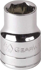 GearWrench - 9/16", 1/4" Drive, Standard Hand Socket - 6 Points, 1" OAL, Alloy Steel, Chrome Finish - Best Tool & Supply