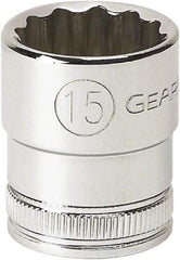 GearWrench - 3/8" Drive, Standard Hand Socket - 12 Points, 1-3/32" OAL, Alloy Steel, Chrome Finish - Best Tool & Supply