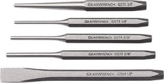 GearWrench - 5 Piece Cold Chisel, Center & Pin Punch Set - 3/8 to 1/2" Chisel, 3/8 to 1/2" Punch, Hex Shank - Best Tool & Supply