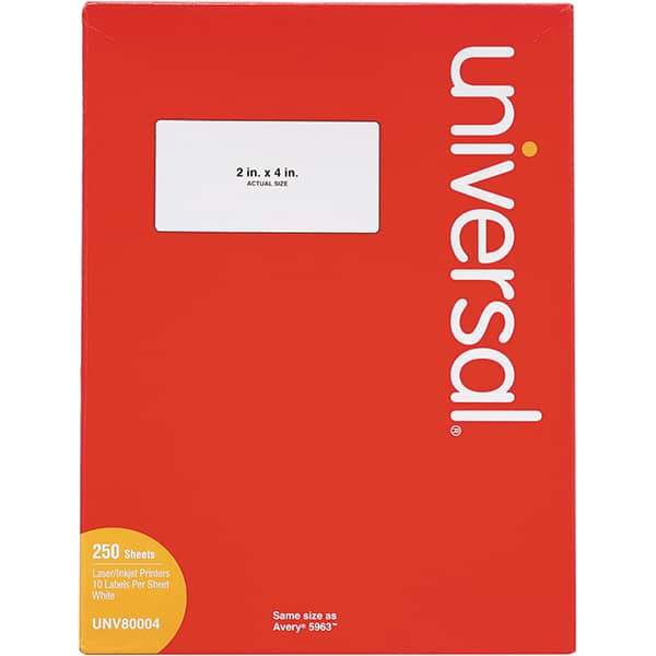 UNIVERSAL - 4" Long, White Paper Laser Label - For Inkjet Printers, Laser Printers - Best Tool & Supply