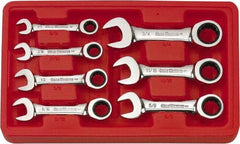 GearWrench - 7 Piece, 3/8" to 3/4", 12 Point Ratcheting Combination Wrench Set - Inch Measurement Standard, Chrome Finish, Comes in Plastic Tray - Best Tool & Supply