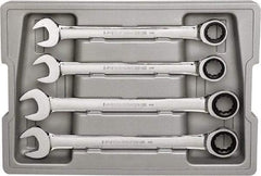 GearWrench - 4 Piece, 21mm to 25mm, 12 Point Ratcheting Combination Wrench Set - Metric Measurement Standard, Chrome Finish, Comes in Plastic Tray - Best Tool & Supply