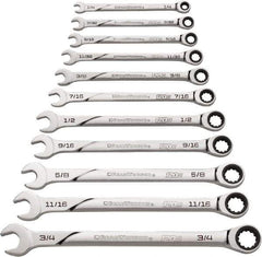 GearWrench - 11 Piece, 1/4" to 3/4", Ratcheting Combination Wrench Set - Inch Measurement Standard, Chrome Finish - Best Tool & Supply