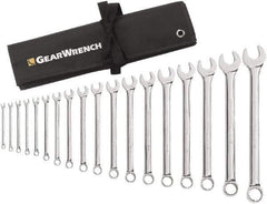 GearWrench - 18 Piece, 1/4" to 1-1/4", 12 Point Combination Wrench Set - Inch Measurement Standard, Chrome Finish, Comes in Roll - Best Tool & Supply