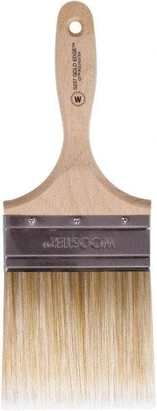 Wooster Brush - 4" Flat Polyester Wall Brush - 3-15/16" Bristle Length, 5-3/8" Wood Beavertail Handle - Best Tool & Supply