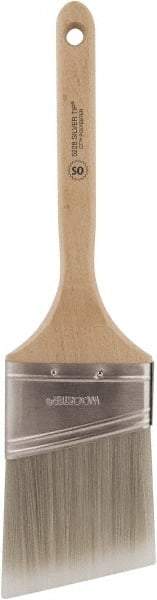 Wooster Brush - 3" Oval/Angle Polyester Angular Brush - 2-15/16" Bristle Length, 6-1/2" Wood Fluted Handle - Best Tool & Supply