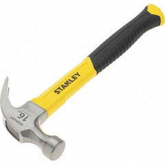 Stanley - 16 oz Head, Straight Rip Claw Hammer - 12.8" OAL, Steel Head, 1.1" Face Diam, Smooth Face, Fiberglass Handle with Grip - Best Tool & Supply