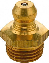 Umeta - Straight Head Angle, 1/4 BSPT Brass Standard Grease Fitting - 14mm Hex, 17.5mm Overall Height, 6.5mm Shank Length - Best Tool & Supply