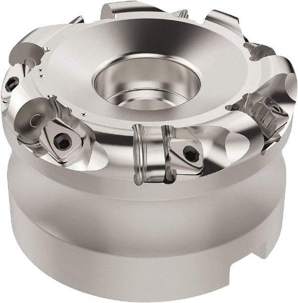 Seco - 112.28mm Cut Diam, 6mm Max Depth, 1-1/4" Arbor Hole, 7 Inserts, RN.. 1207 Insert Style, Indexable Copy Face Mill - R220.26 Cutter Style, 9,400 Max RPM, 2 High, Through Coolant, Series R220.26 - Best Tool & Supply