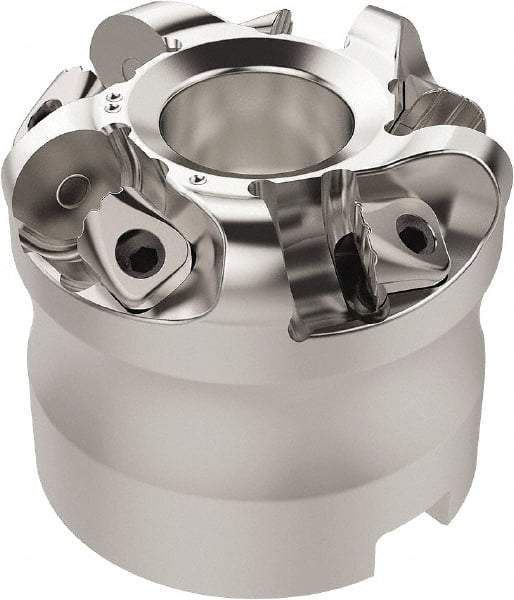 Seco - 37.33mm Cut Diam, 6mm Max Depth, 22mm Arbor Hole, 5 Inserts, RN.. 1207 Insert Style, Indexable Copy Face Mill - R220.26 Cutter Style, 11,900 Max RPM, 45mm High, Through Coolant, Series R220.26 - Best Tool & Supply